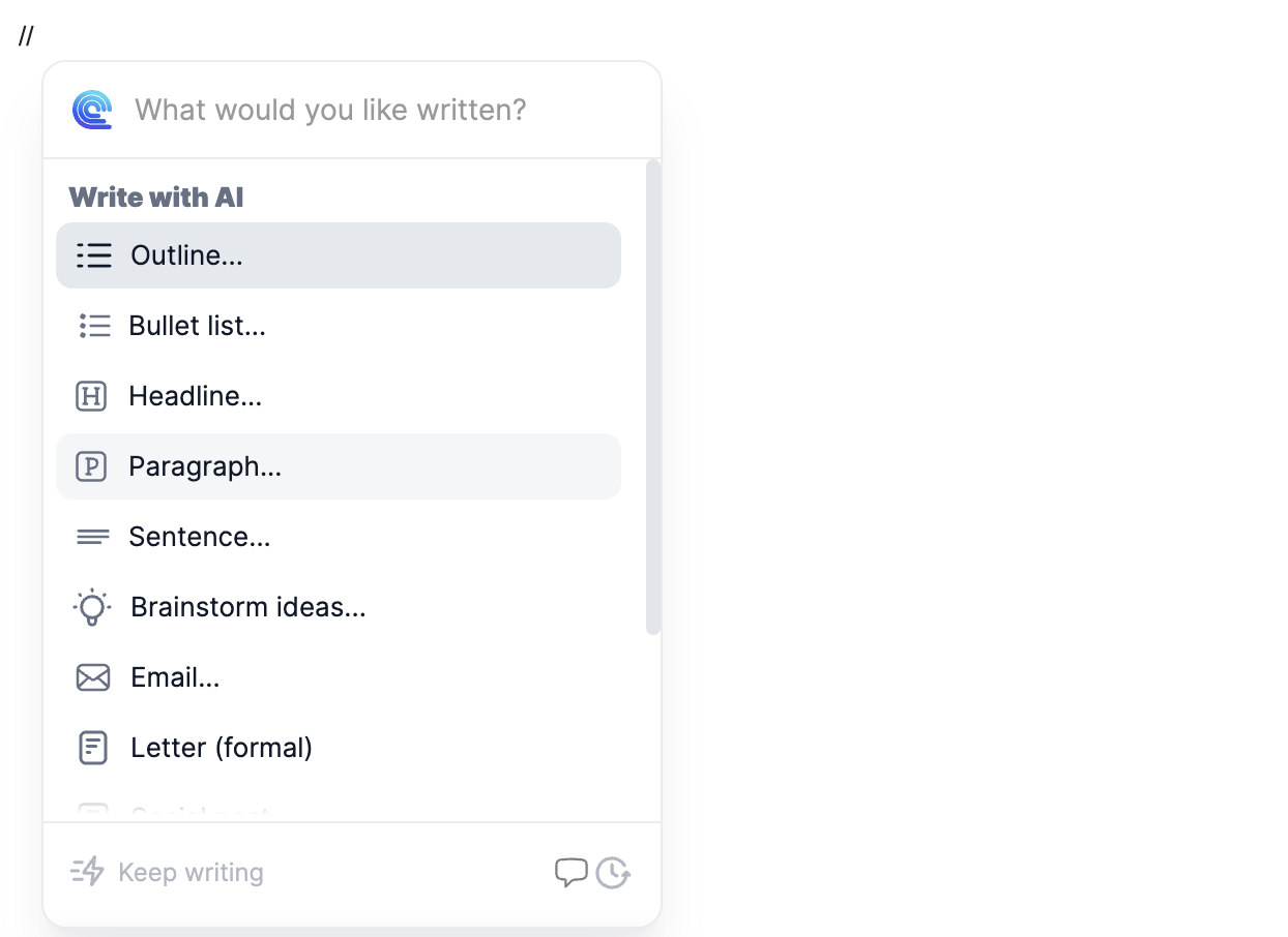Compose AI autocomplete auto-generation popup box in browser field