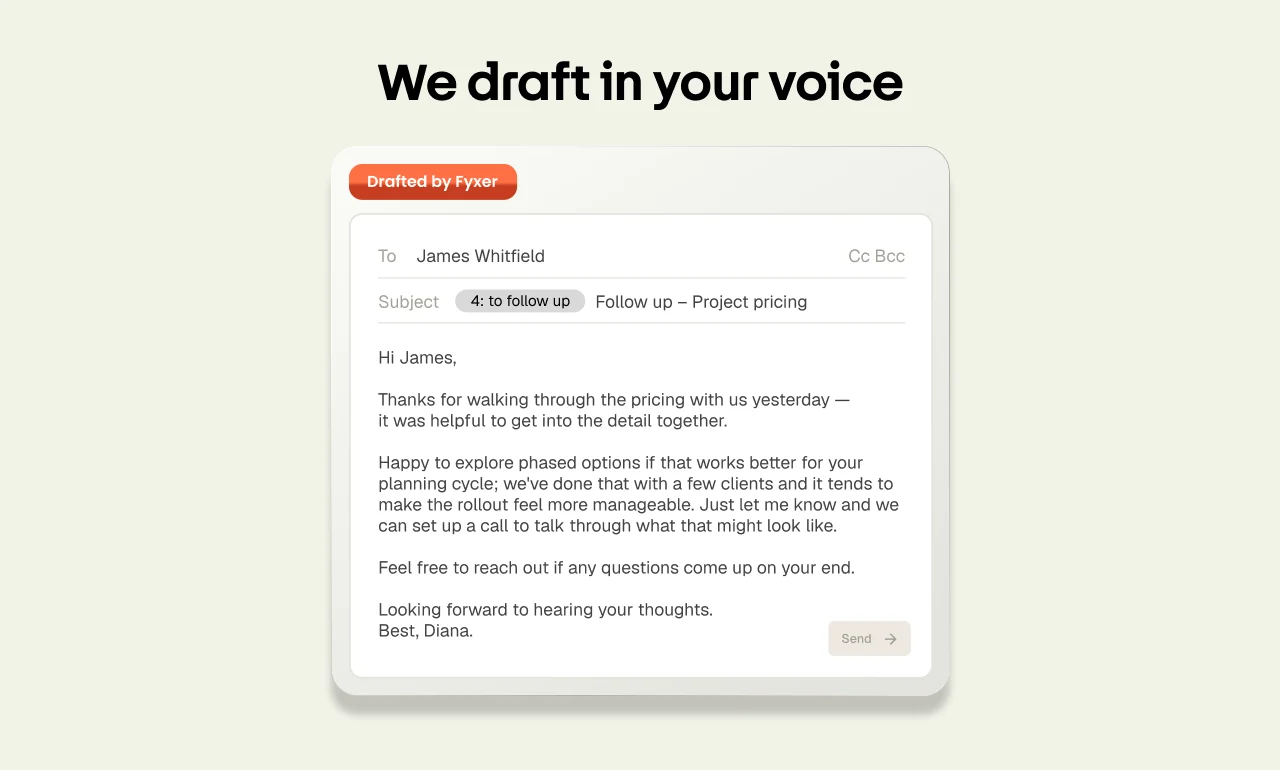 Fyxer inbox demo dashboard