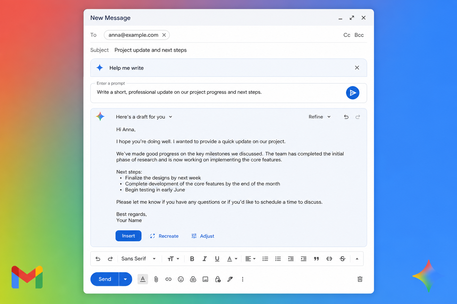 Google Gemini Help me write in Gmail