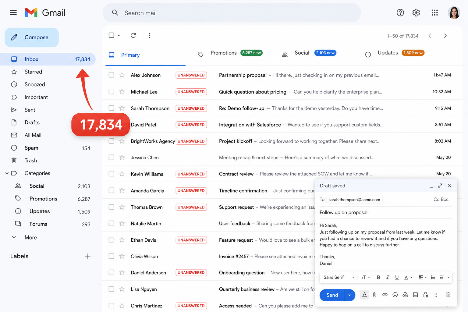 Gmail inbox email overload